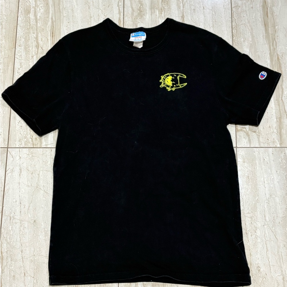 Vintage Champion Black Tee with Yellow Logo